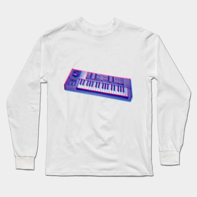 Moog Source 8 bit 3D Synth Design Long Sleeve T-Shirt by DankFutura